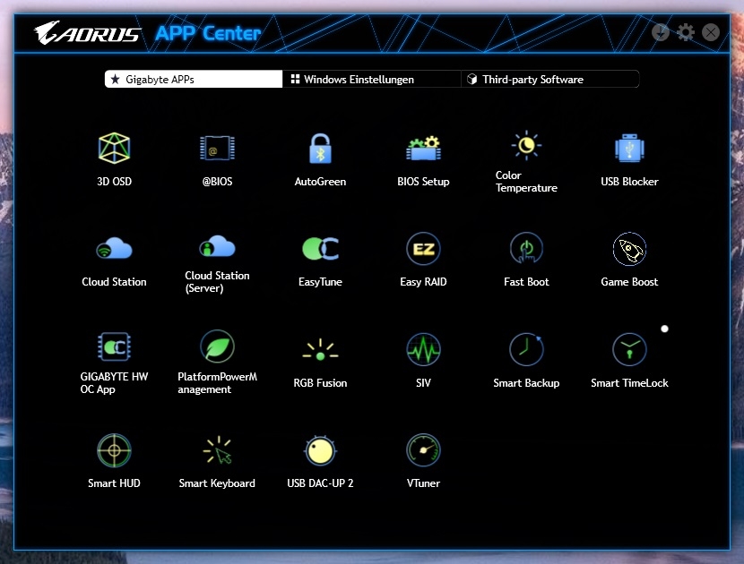 App Center X299 AORUS Gaming 7