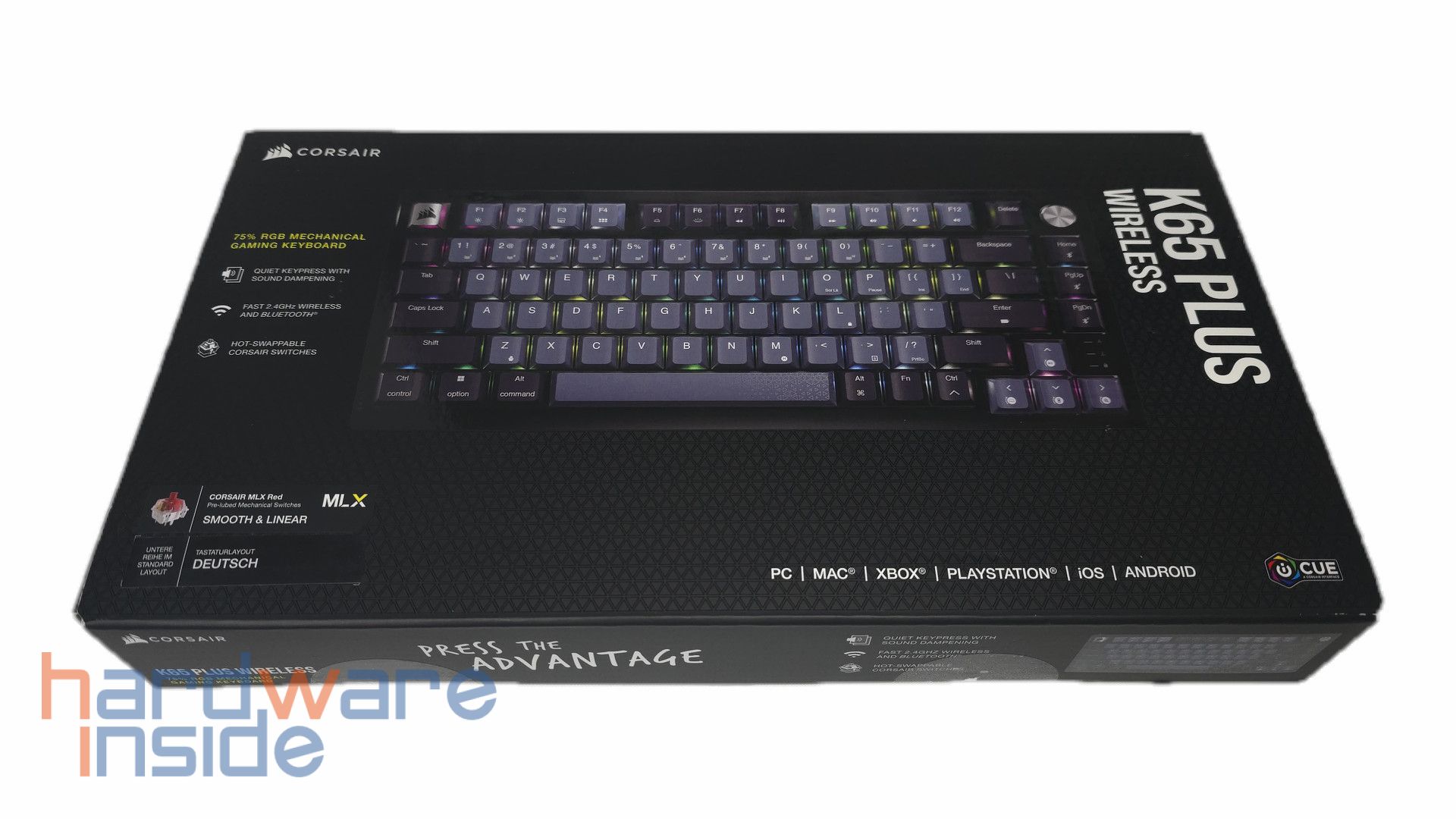 Verpackung der Corsair K65 PLUS WIRELESS
