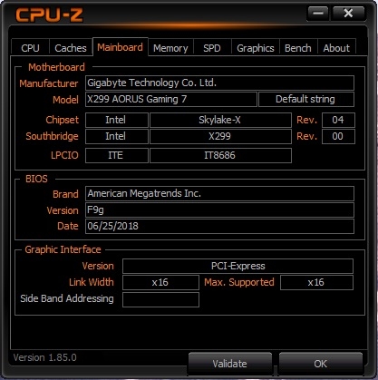 CPU Z X299 AORUS Gaming 7