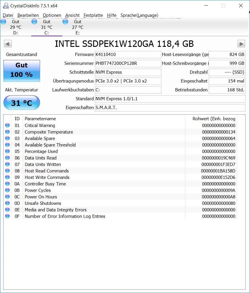 Intel NUC Kit NUC8i7HVK - 1. SSD CDI