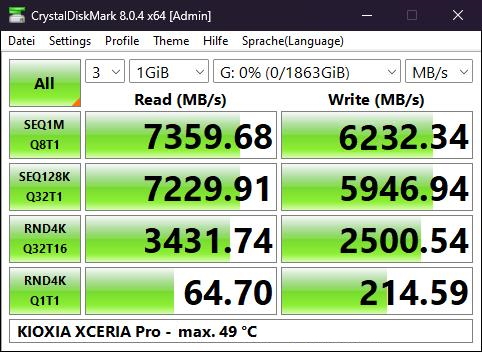 KIOXIA XCERIA Pro - 1st Run - CrystalDiskMark - 2GiB.jpg