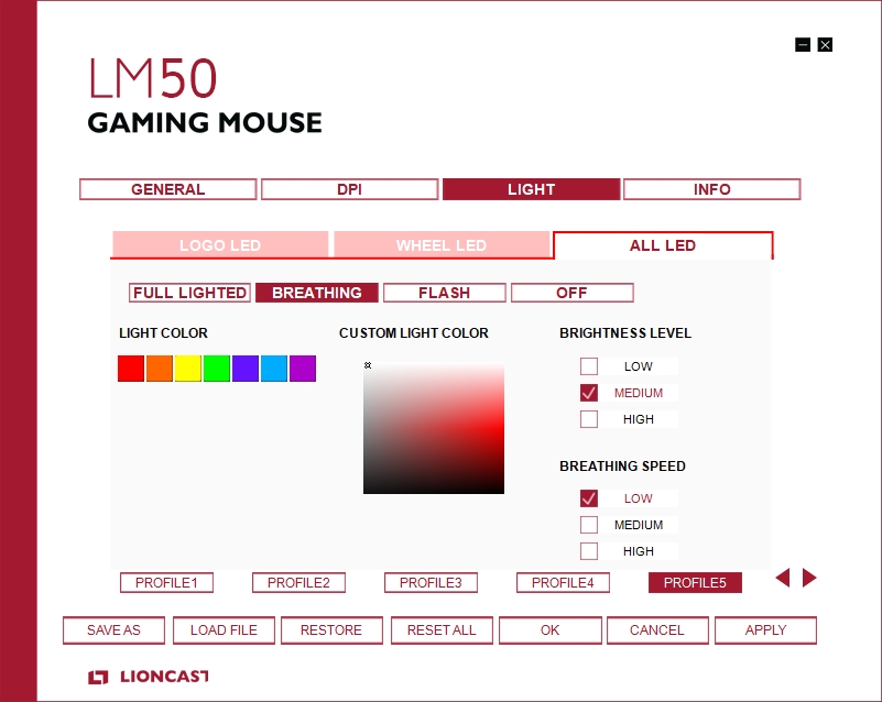 Lioncast - LM 50 Gaming Maus - Software - 5