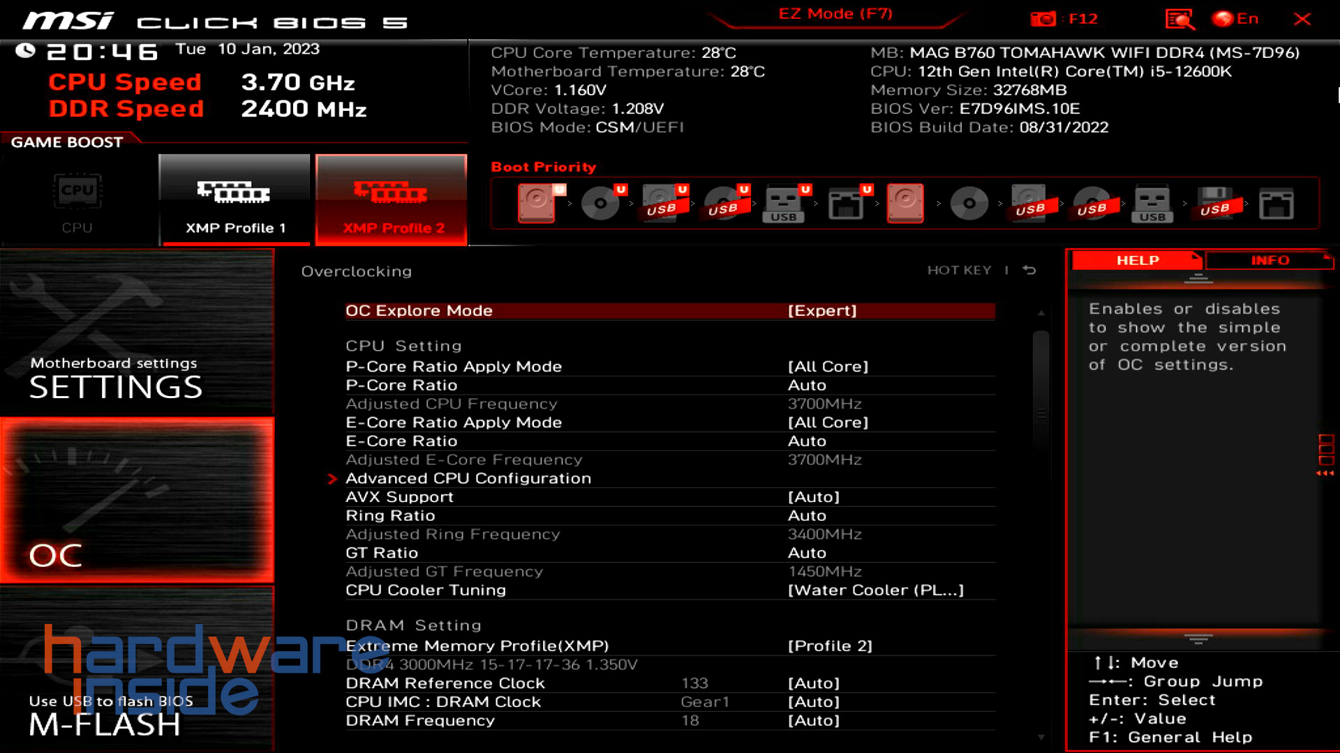 MSI MAG B760 TOMAHAWK WIFI DDR4 UEFI Advanced OC