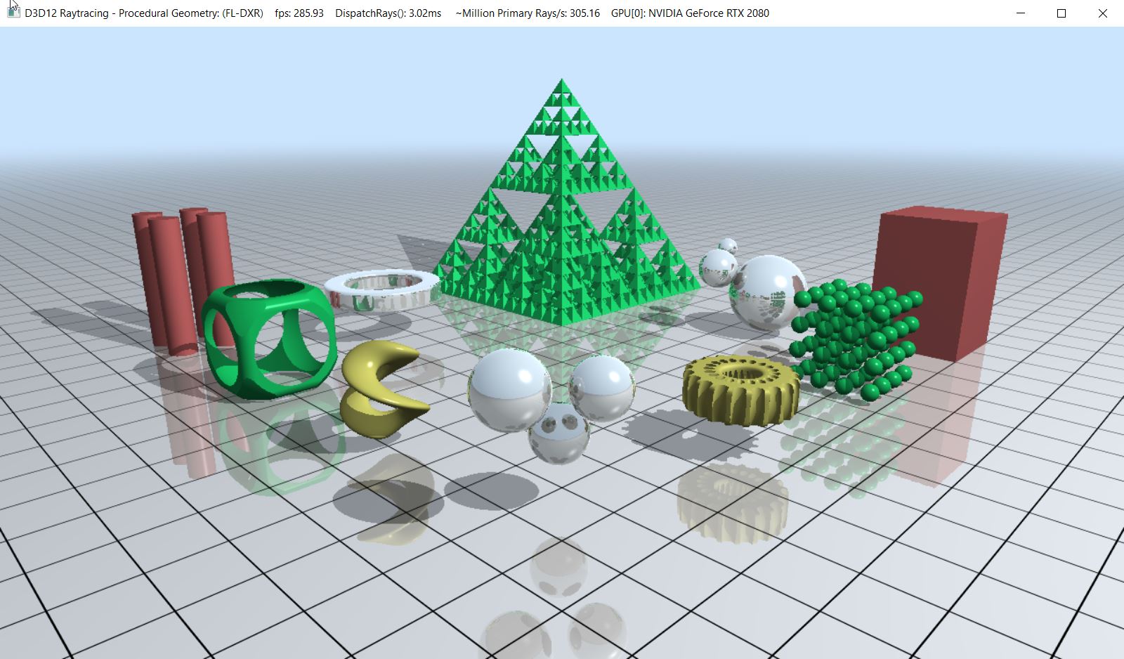 Raytracing - Procedural Geometry_ (FL-DXR)    Fps_ 259.46    DispatchRays