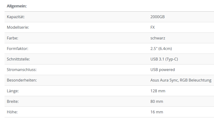 Tabelle FX